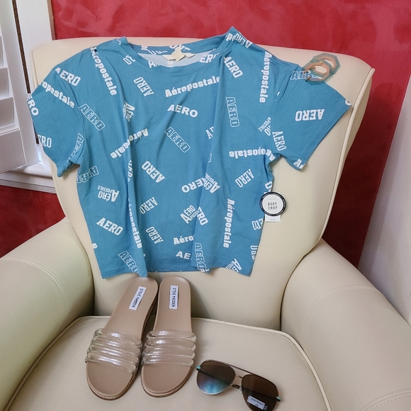 2 for $20,aeropostale AERO printed boxy crop - Picture 4 of 7